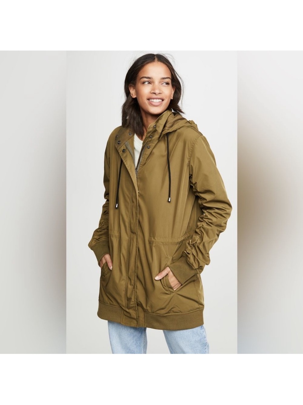 Monrow Olive Utility Hooded Jacket